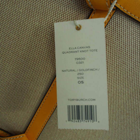 Tory Burch Ella Canvas Quadrant Knot Tote - Picture 4 of 9